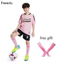 Conjunto de uniforme de futebol infantil, uniforme de futebol para meninos e meninas, conjunto personalizado com meias grátis 2020 2024 - compre barato