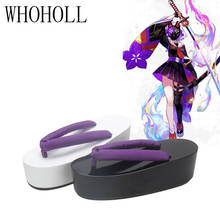 Whoholl geta anime japonês cosplay tamanco sapatos femininos chinelos de madeira com fundo grosso para mulheres 2024 - compre barato