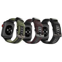 Ремешок нейлоновый и кожаный для apple watch series 6 5 4 3 se iWatch band 38 мм 42 мм, браслет для Apple watch series 3 4 se 6 40 мм 44 мм 2024 - купить недорого