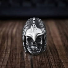 Mens Boys Indian Aztec Eagle Warrior Skull Ring Heavy 316L Stainless Steel Ring Punk Biker Jewelry Gift for Him 2024 - buy cheap