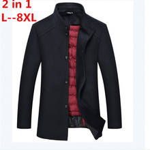 Plus size 8XL 7XL 6XL 5XL Men's business casual Long Wool & Blend jacket Male Single Breasted woolen coats outwear Windbreaker 2024 - buy cheap