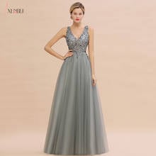 New Arrivals Luxury Evening Dresses Robe De Soiree Sexy V Back Sequins Prom Gown Vestido De Festa Beads Crystals Tulle 2024 - buy cheap