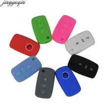 Jingyuqin 10pcs silicone car key cover case fob for VW Golf Bora POLO Passat Skoda Octavia Fabia SEAT Ibiza Leon 3 Buttons 2024 - buy cheap