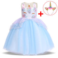 2022 Free Headband Baby Girl Unicorn Party Dress Kids Dresses For Girls Children Princess Dress Birthday Party Cosplay Dress 2024 - buy cheap