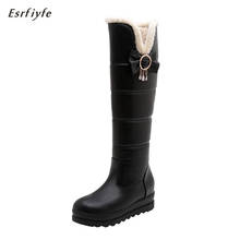 ESRFIYFE 2020 New Pu Leather Winter Boots Women Shoes Boots Knee High Boots Winter Warm Plush Thick Heel Platform Snow Boots 2024 - buy cheap