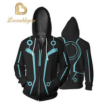Cosplay tron: conjunto de moletom com capuz, jaqueta masculina com capuz com estampa 3d de zíper com bolsos 2024 - compre barato