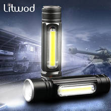 LED Flashlight Built-in battery USB rechargeable Torch T6 3 Modes waterproof COB Zoomable Multifunctional tail magnet WorkLight 2024 - buy cheap