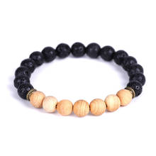 Lava Stone Wooden Beads Essential Oil Diffuser Bracelet Balance Yoga Pulseira Feminina Buddha Jewelry 2024 - buy cheap