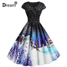 S~3XL Women Christmas Dress 2022 Festival Party Vestidos  Short Sleeve V Neck Elegant Casual Vintage Winter Dress Robe 2024 - buy cheap