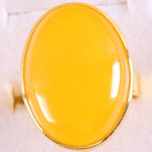 1 pçs presente de jóias anel ajustável para mulheres homens pedra natural oval grânulo amarelo jades dedo anel z329 2024 - compre barato