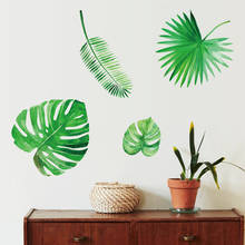 Nordic Tropical Plant Green Leaves Wall Sticker Home Decor Living Room Bedroom Stickers Muraux Kids Rooms Wall Decals 2024 - buy cheap