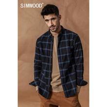 SIMWOOD Casual Shirts Men 2021 New 100% Pure Cotton Long Sleeve Plaid Shirts Male Slim Fit Plus Size camisa masculina 190008 2024 - buy cheap