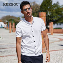KUEGOU-cárdigan de punto de algodón para hombre, Polo blanco de manga corta, ropa de marca, talla grande, 2021, verano, 3391 2024 - compra barato