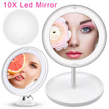 10X LED Light Makeup Mirror Lamp Magnifier Battery Portable Hand Vanity Glass Mini Miroir Bathroom Cosmetic Bath Suction Cup 2024 - buy cheap