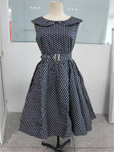 50s Одри Хепберн горошек ретро вечерние рокабилли размера плюс S-3XL темно-синие платья с принтом Vestidos 2024 - купить недорого