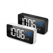 Despertador de música com led digital, despertador com 2 alarmes, controle de voz, tela de temperatura, com cabo usb 2024 - compre barato