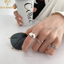 XIYANIKE Silver Color  New Korean Big Glossy Arc Ring Female Cold Wind Fashion Handmade Couple Index Finger Open Ring Gift 2024 - buy cheap