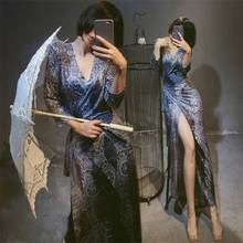 2021, женское японское кимоно, стильное ночное белье, v-образный вырез, сексуальные костюмы, юката, платье гейши для девочек, свободная ночная рубашка, элегантные вечерние платья 2024 - купить недорого