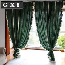 GXI Green Lace Curtains For Living room Sheer Voile Tulle Linen Window Curtain for Bedroom Wedding Decoration Kitchen 2024 - buy cheap