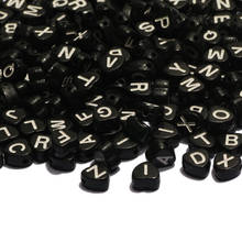 Cuentas de letras acrílicas negras mezcladas, abalorios espaciadores del alfabeto en forma de corazón de 7mm para la fabricación de joyas, accesorios de pulsera y collar Diy 2024 - compra barato