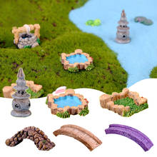 Miniatura de resina para decoración del hogar, figurita de Micro paisaje, torre, puente, bonsái, artesanía, jardín de hadas en miniatura, accesorios modernos 2024 - compra barato