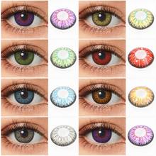 (Оптовая Продажа) Бесплатная доставка, цветные контакты, 2 шт., цветные линзы для глаз, ежегодные контактные линзы для глаз, Бесплатный чехол для объектива 2024 - купить недорого