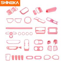 SHINEKA Interior Accessories For Jeep Gladiator JT 2018 Up Car Pink Interior Decoration Stickers For Jeep Wrangler JL 2018-2021 2024 - buy cheap