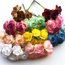 Wedfavor 60 peças 2.5cm decorativo pequeno buquê de rosas flores artificiais para scrapbooking fita de cabelo corsage casamento 2024 - compre barato