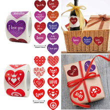 Pegatinas románticas para envolver regalos, 500 unidades por rollo, 3,8 cm, Color Corazón de amor, Día de San Valentín, decoración DIY, papelería, pegatina 2024 - compra barato