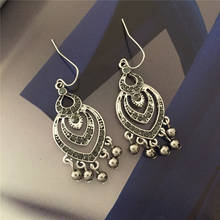 Women Boho Ethnic Earrings Vintage Silver Color Leaf Tassel Dangling Hanging Drop Earrings For Women 2024 - buy cheap