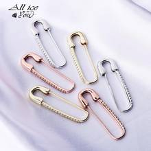 ALLICEONYOU Safety Pin Chain Earring Iced out Cubic Zirconia High Quality Hip Hop Fashion Charm Party Jewelry For Gift Men Women 2024 - buy cheap