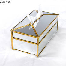Европейская креативная стеклянная коробка для салфеток с покрытием, бытовая Водонепроницаемая зеркальная коробка для хранения салфеток, кухонные коробки для украшения 2024 - купить недорого