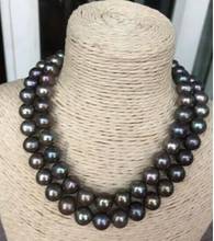 free shipping >>>>noble jewelry stunning 10-11mm natural tahitian black green multicolor pearl necklace 34" 2024 - buy cheap