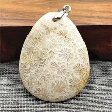 Rare Genuine Natural Chrysanthemum Coral Women Pendant 40x31x10mm Water Drop Stone Gemstone Necklace Jewelry AAAAA 2024 - buy cheap