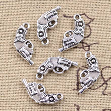 15 Uds. De Charms para pistola pacificadora, 16x13mm, colgantes plateados de Color plata antigua, fabricación artesanal, búsqueda de joyería tibetana 2024 - compra barato