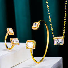 Godki, conjunto de joias de pulseira e colar modernos, joias femininas para festa de casamento, zircônio cúbico, cristal cz 2024 - compre barato