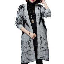 winter fashion beauty jacquard pattern bat sleeve knit long cardigan sweater thick coat female 2024 - buy cheap