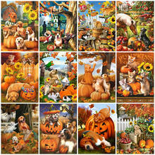 5D Diy Diamond Painting Full Circle Square Diamond Embroidery Animal Pumpkin Wall Picture Cross Stitch Holiday Home Decoration 2024 - buy cheap