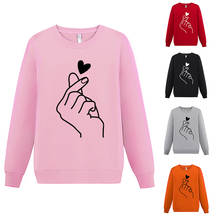 100% Cotton Autumn Sweatshirts Finger Heart Love Pattern Womens Long Sleeve Hoody Jumper Pullover Top Blouse Sweatshirt Poleron 2024 - buy cheap