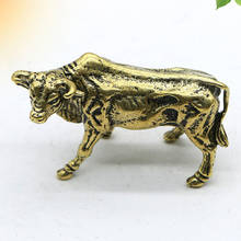 Vintage Copper Wall Street Bull Figurines Retro Brass Cattle Statue Feng Shui Ornament Desktop Decoration Home Decor Accessories 2024 - buy cheap
