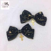 Feito à mão cocar macio menina duplo rabo de cavalo para meninas coração estrela cruz barrettes lolita lua e estrelas cocar 2024 - compre barato