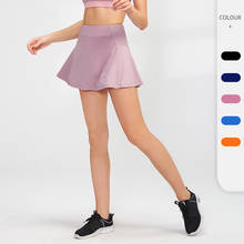 Однотонная Короткая юбка для йоги с высокой талией, Женская двухслойная теннисная Короткая юбка для бега, уличная Короткая юбка для фитнеса, спортивные шорты 2024 - купить недорого