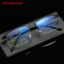 WEARKAPER Hot Sale Progressive Reading Glasses Multifocal Anti Blue Ray Glass Glasses Half Frame Metal Alloy Men Women 1.0-4.0 2024 - buy cheap