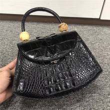 Bolsa de couro de crocodilo feminina, bolsa pequena de couro de crocodilo genuíno para mulheres, bolsa de ombro com cruzeta única 2024 - compre barato