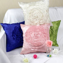 European Style 3D Roses Embroidered Cushion Cover Pillowcase Wedding Home Decorative Car Sofa Bed  Pillows Case 2024 - buy cheap