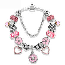 ATTRACTTO Trending Pink Heart&Flower Bracelet&Bangles For Women Charm Bracelet Jewelry Crystal Handmade Bracelets SBR190397 2024 - buy cheap