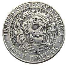 FK(08) Hobo Creative 1964 Kennedy Silver Half Dollar skull zombie skeleton hand carved Silver Plated Silver Plated Copy Coins 2024 - buy cheap