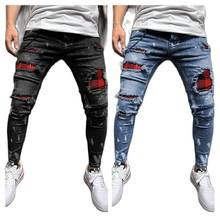 2021 New Fashion Men Ripped Jeans Slim Denim Pencil Pants Hipster Hip Hop Paint Jeans S-4XL High Quality Drop shipping 2024 - buy cheap