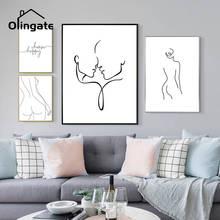 Nordic Minimalist Figures Wall Art Sexy Woman Nude Body Posters Prints One Piece Canvas Painting Home Decor for Living Room 2024 - buy cheap