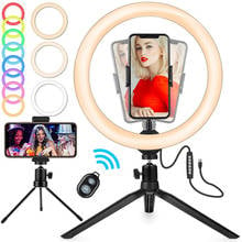 LED Dimmable Ring Light with Tripod USB Selfie Light Ring Lamp Big Photography RGB  Ringlight with Stand TikTok Youtube Live 2024 - buy cheap